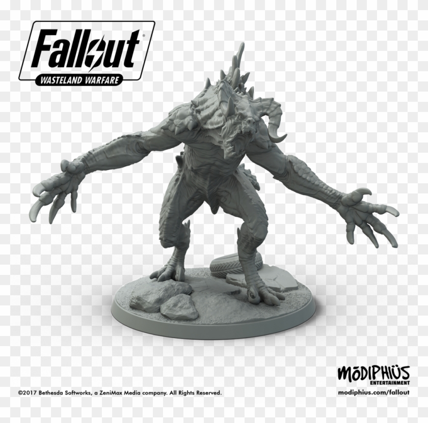 Fo Promo Deathclaw No Background Black Text Low - Fallout Wasteland Warfare Figures Clipart #5288579
