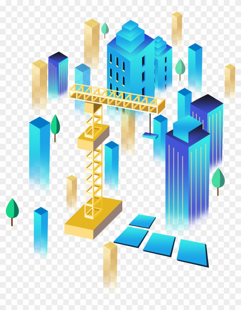 Building Gradient City Tree Png And Psd - Graphic Design Clipart #5288690