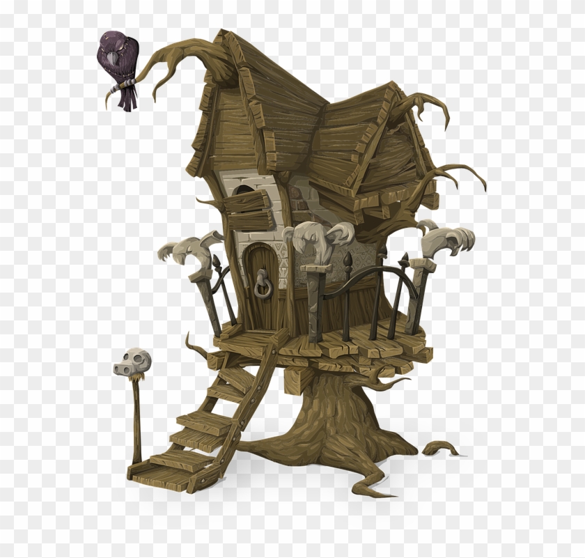 Tree House Home Building Architecture Spooky - Tree House Png Clipart #5288974