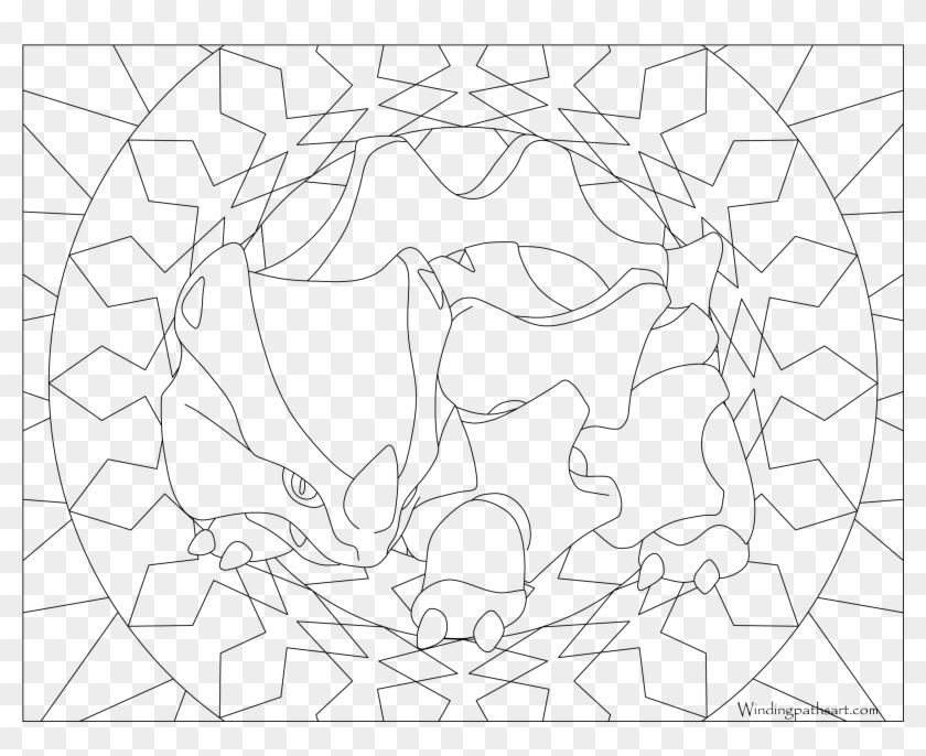#111 Rhyhorn Pokemon Coloring Page - Line Art Clipart
