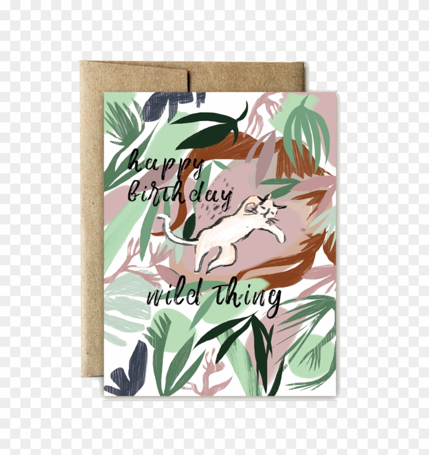 Jungle Cat Birthday Card - Illustration Clipart #5291726