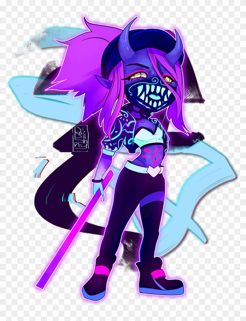 Akali Kda Akali League Of Legends Neon Chibi Cute Anime - Illustration Clipart #5292855