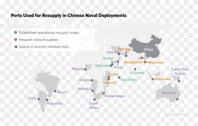 China Already Maintains A Constant Naval Presence In - Ports Of Pla Navy On World Map Clipart