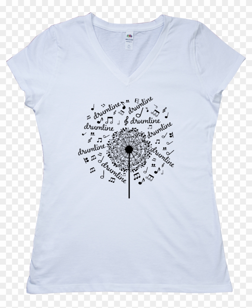 Whimsical Drumline Music Dandelion Junior V Neck T - Active Shirt Clipart