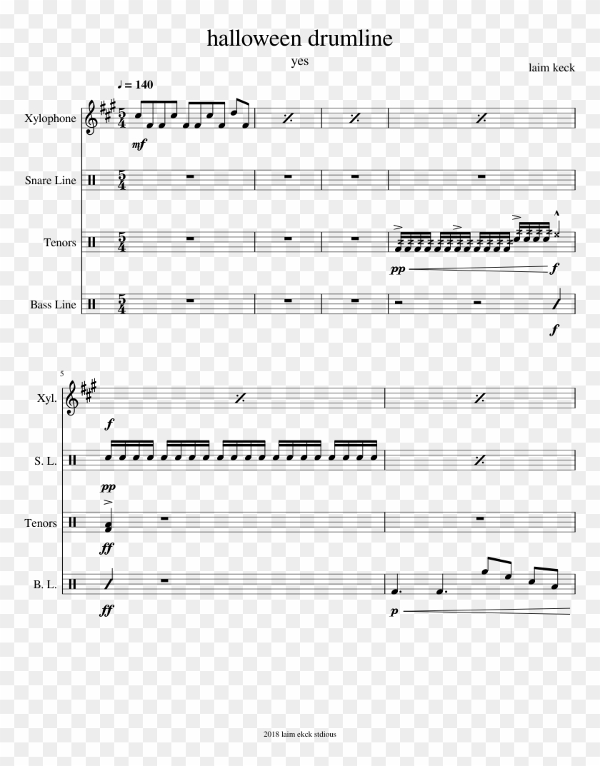Halloween Drumline Sheet Music For Percussion Download - Alto Sax Song That Might Play When You Fight Sans Sheet Clipart