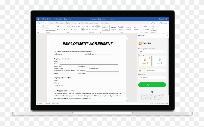 With Dokobit Office 365 Add-in You Can Electronically - Securityscorecard Dashboard Clipart