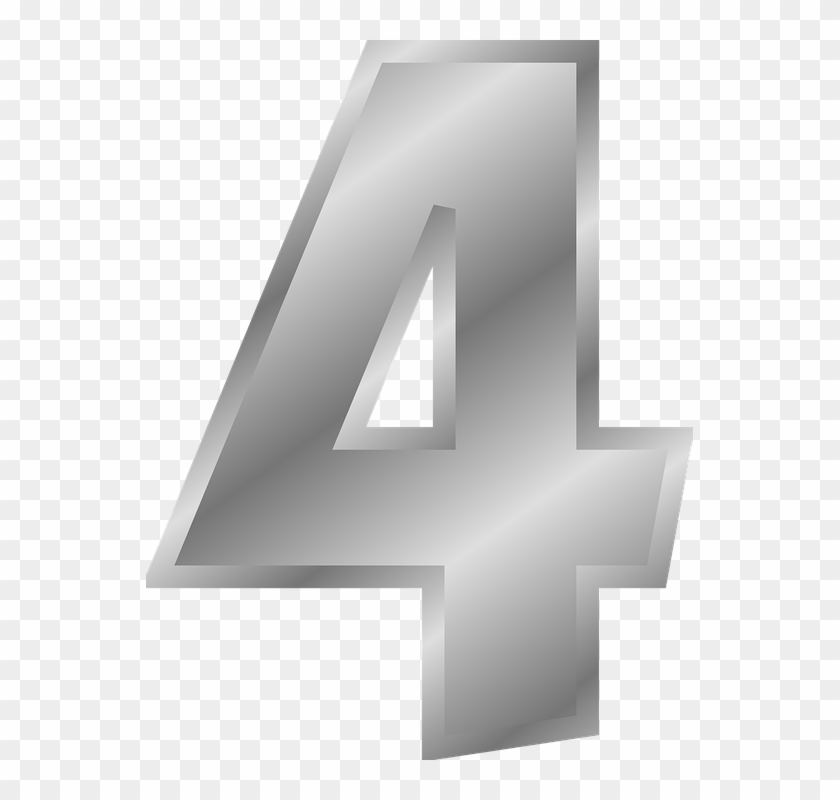 Four Numeric Numeral 4 Numerical Digit Arabic - Silver Number 4 Png Clipart #5295281