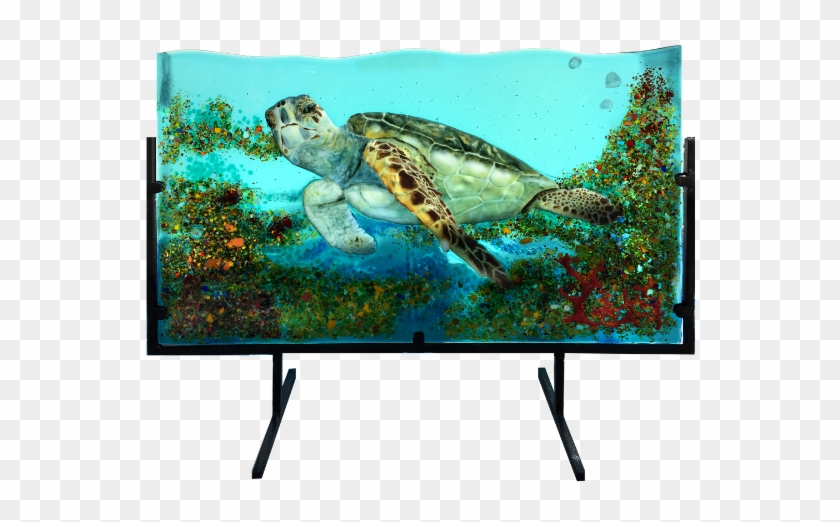 Large Sea Turtle With Coral And Custom Stand - Led-backlit Lcd Display Clipart #5295478