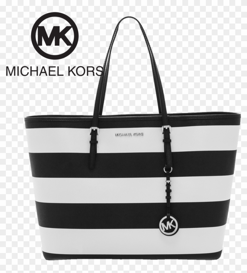 Michael Kors Jet Set Medium Saffiano Leather Top-zip - Michael Kors Striped Bag Black And White Clipart #5295976
