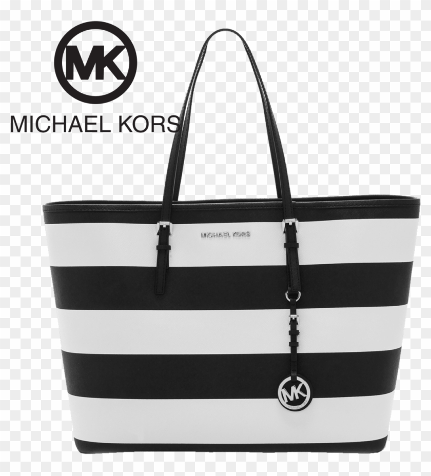 Michael Kors Jet Set Medium Saffiano Leather Top-zip - Michael Kors Striped Bag Black And White Clipart
