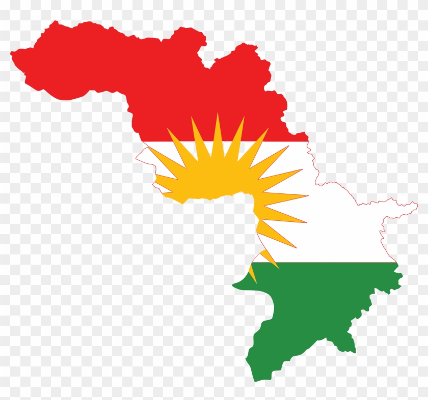 Flag-map Of Iraqi Kurdistan - Kurdistan Flag Map Clipart #5296553