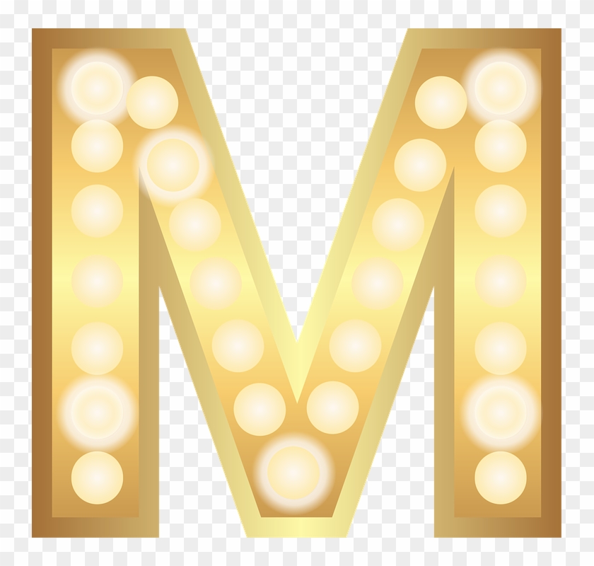 M, Glamour, Gold, Lights, Theater Letter - Huruf M Yang Cantik Clipart #5298007