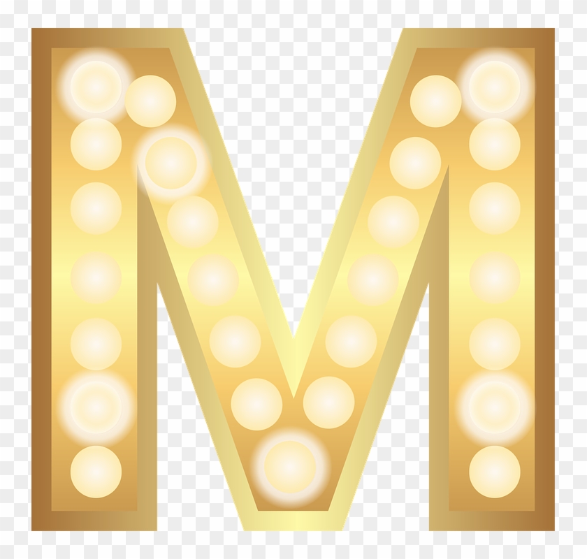 M, Glamour, Gold, Lights, Theater Letter - Huruf M Yang Cantik Clipart