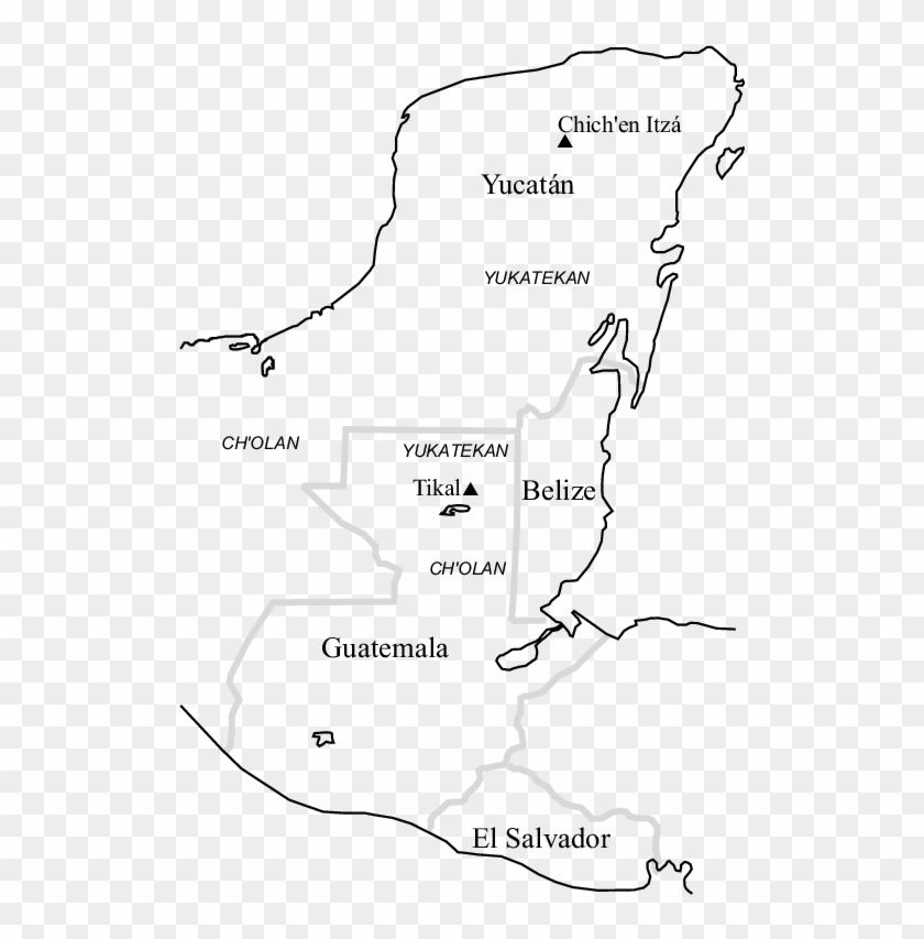 Maya Lowland Languages 250 A - Map Clipart