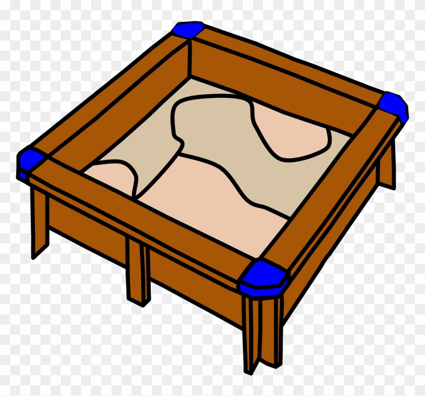 Sandbox, Square, Blue Seats, Brown Wood Clipart