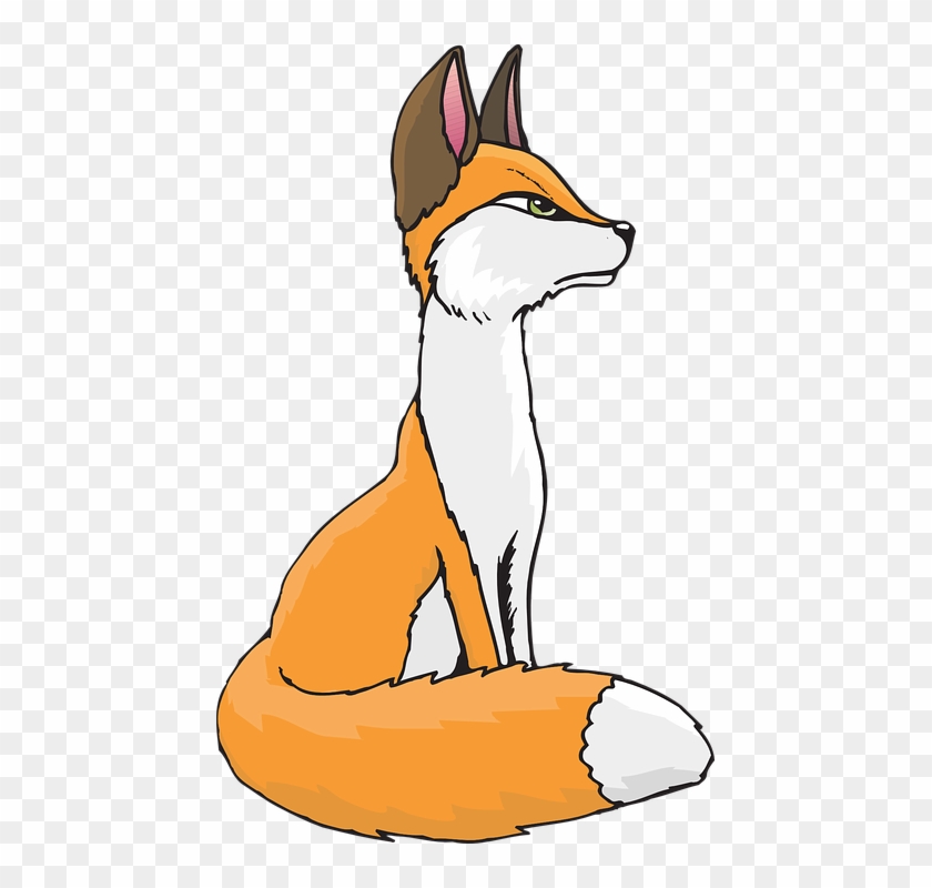 White Orange Fox Tail Fur Proud - Cartoon Transparent Fox Sitting Clipart