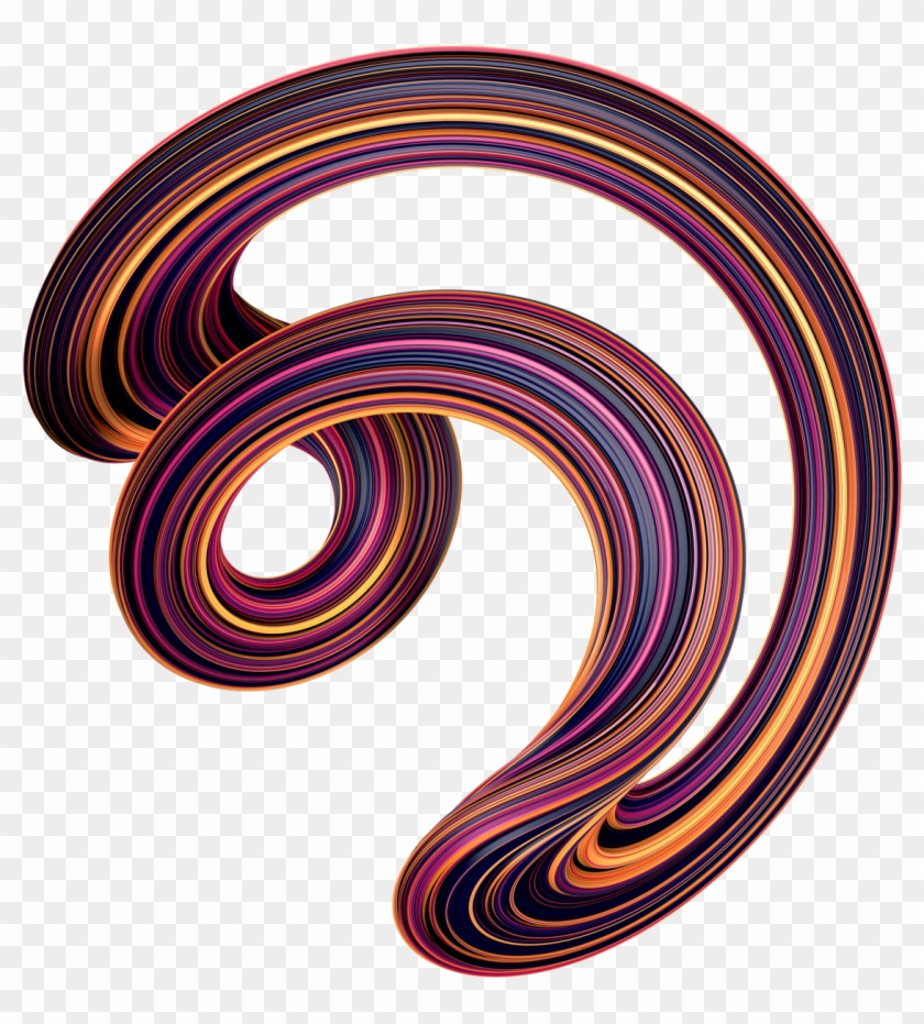 A Set Of 12 Dynamic Swirling 3d Shapes On Transparent - Circle Clipart