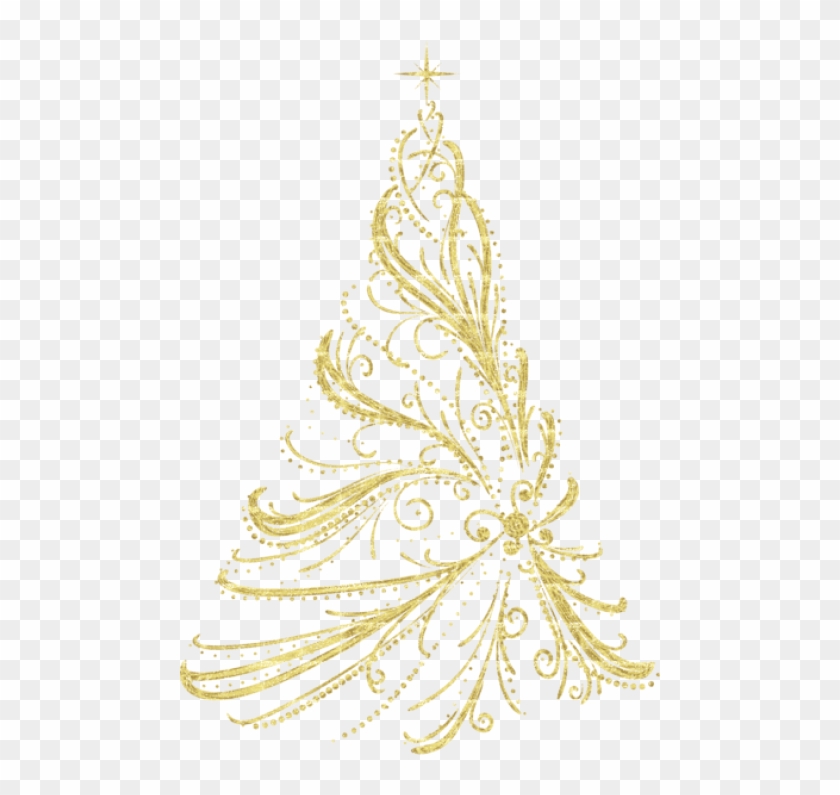 Free Png Transparent Golden Decorative Christmas Tree - Gold Transparent Background Christmas Tree Clipart