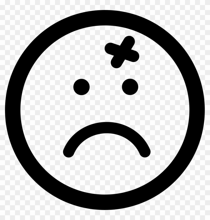 Wound Cross On Emoticon Sad Face Of Rounded Square - Emoticon Clipart #531796