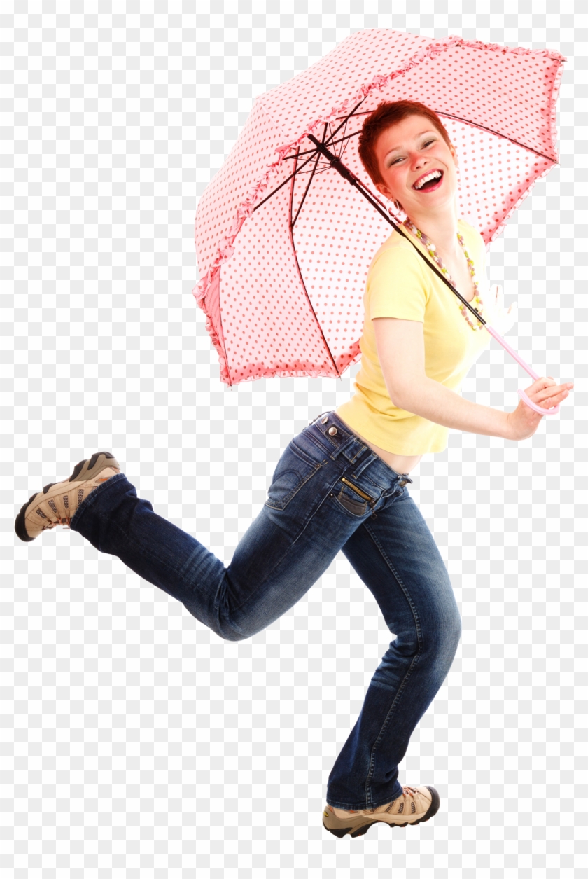 Beautiful Young Woman With Umbrella Png Image - Girl With Umbrella Transparent Clipart #536317