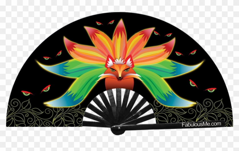 Nine Tail Fox Fan - Kung Fu Fan Bamboo Clipart