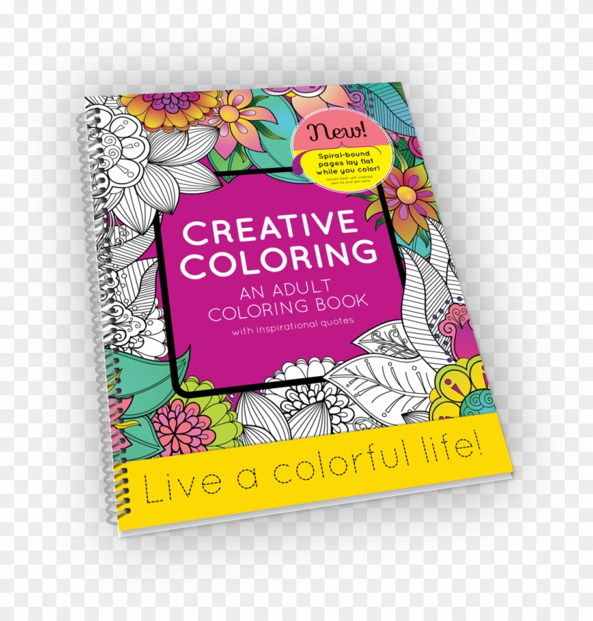 Spiral-bound Adult Coloring Book With Flowers And Leaves - Creative Coloring Cover Clipart