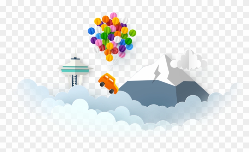 Illustration Of A Car Floating Above The Clouds Being - Illustration Clipart #5302652