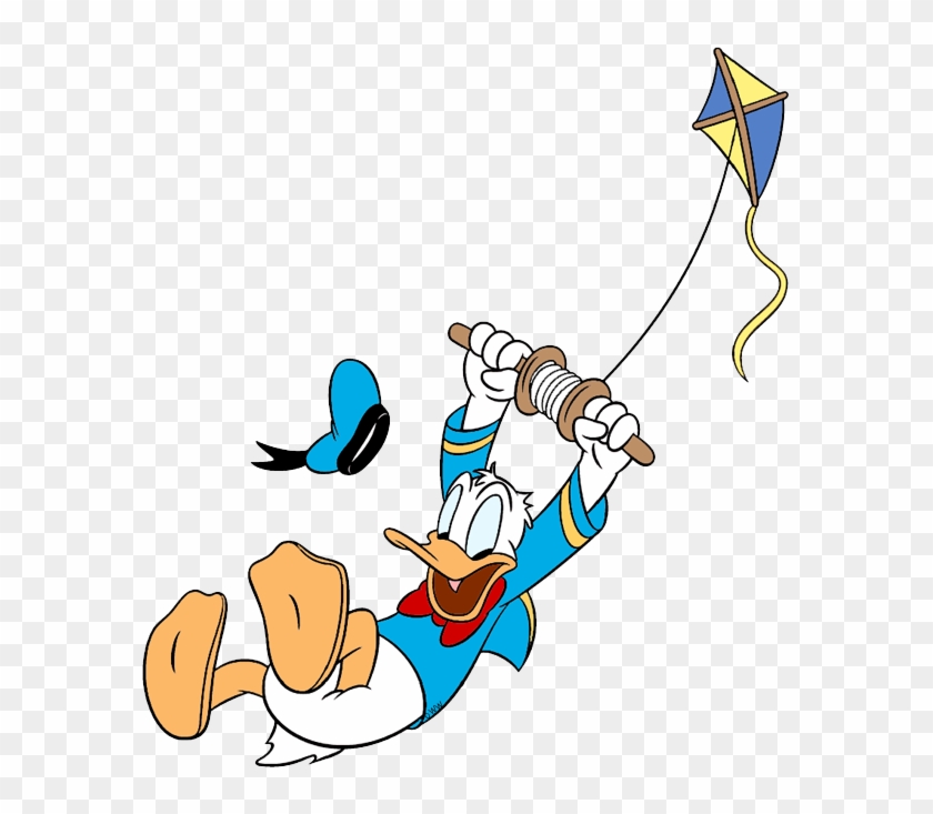 Donald Duck Digging In Dirt With Shovel Flying A Kite - Donald Duck Flying Png Clipart
