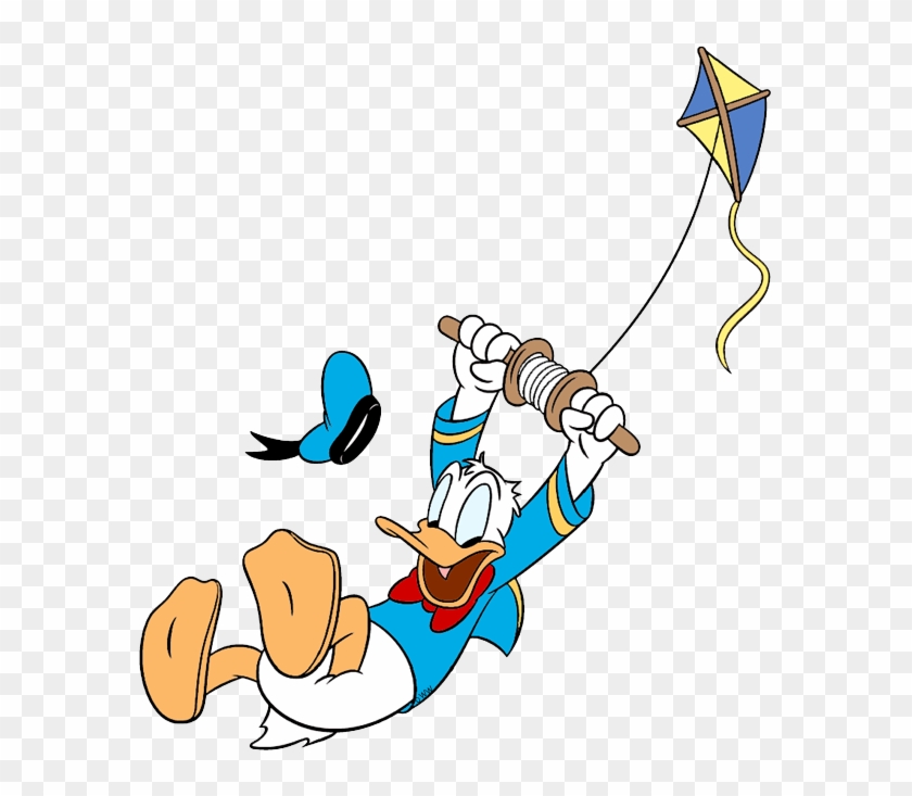 Donald Duck Digging In Dirt With Shovel Flying A Kite - Donald Duck Flying Png Clipart #5303047