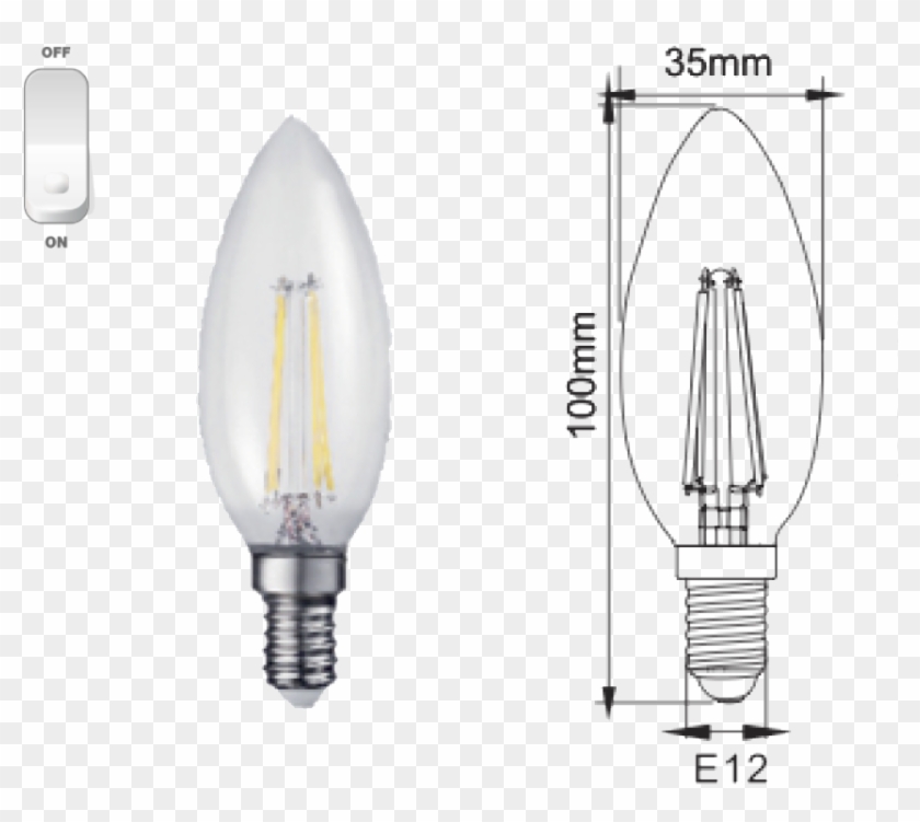 Led Filament C35 E12 4w Clb C35 - Compact Fluorescent Lamp Clipart #5303489