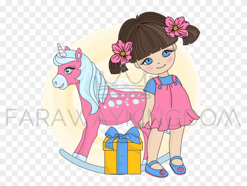 Unicorn Girl Valentine Day Cartoon Vector Illustration Clipart