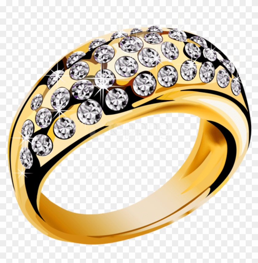 Free Png Gold Ring With White Diamonds Png Images Transparent - Gold Jewellery Ring Png Clipart