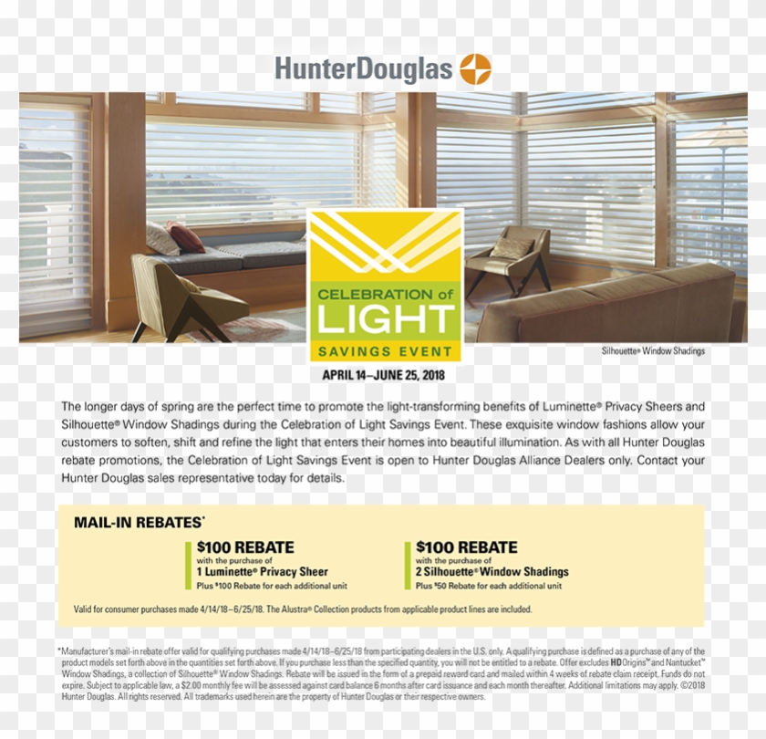 Hunter Douglas 2018 Celebration Of Light Savings Event - Flyer Clipart #5307547