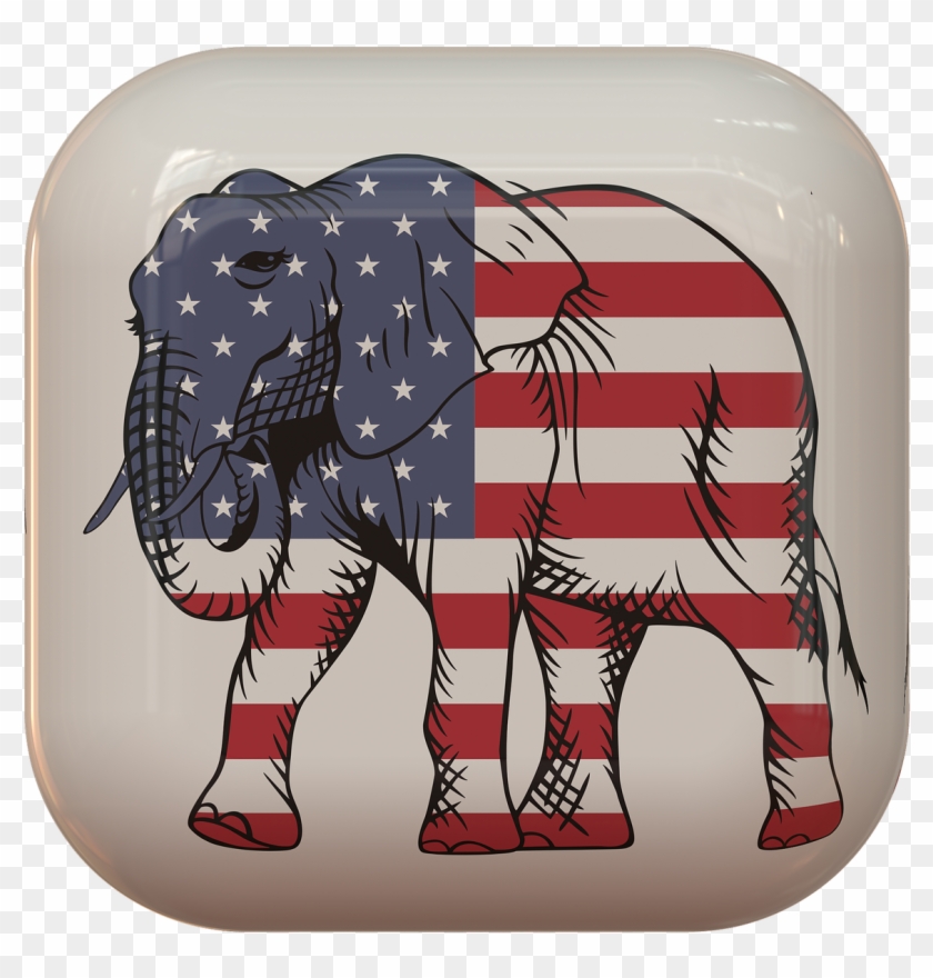 Button Symbol Elephant Usa Flag Png Image - Republican Party Clipart #5311290