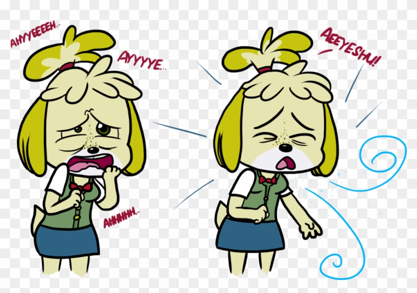 228kib, 1024x667, Sneeze - Isabelle Head Animal Crossing Transparent Clipart