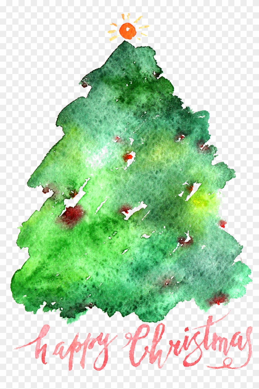 Watercolor Evergreen Christmas Tree Clipart #5313417