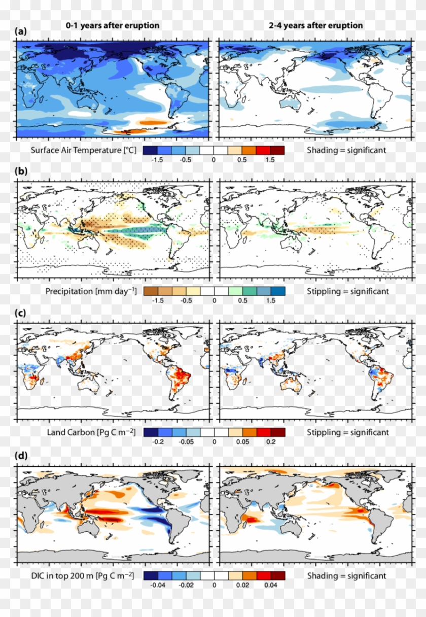 Composites Of Top10 Post-volcanic Eruption Years As - World Map Clipart