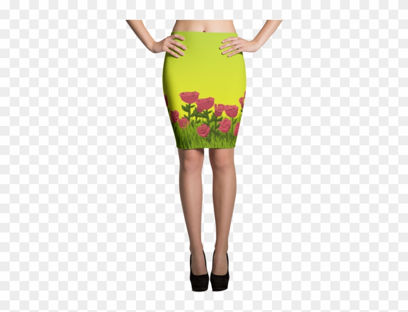 Roses Grass Pencil Skirt - Pencil Skirt Clipart #5313752