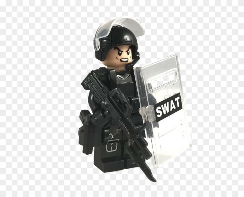 Minifig Black Swat Team Riggs - Lego Police Transparent Background Clipart