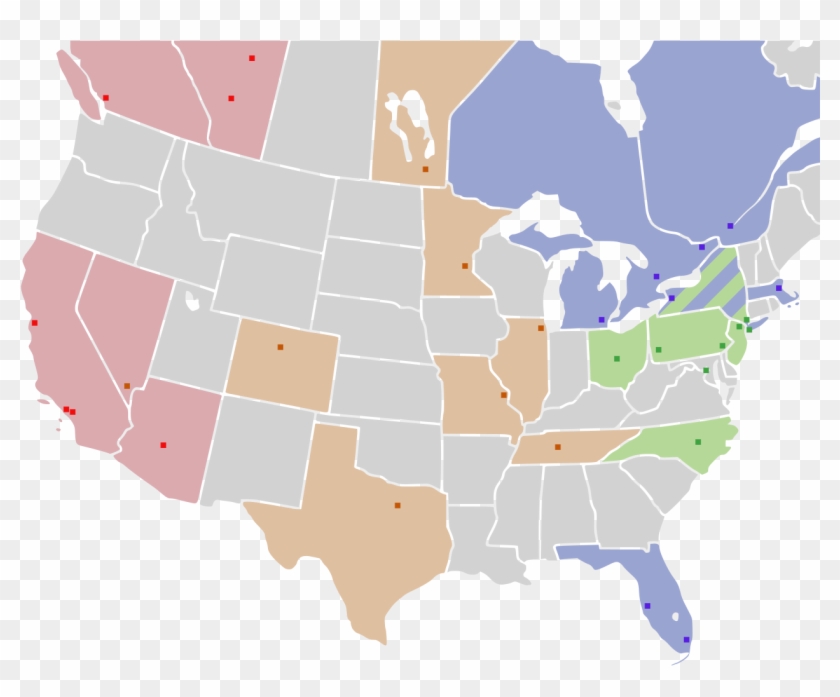 Nhl Teams And Conferences Map - Mls Teams Map 2019 Clipart