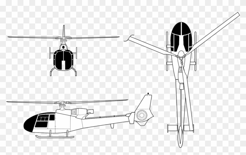Sa 342 Gazelle Orthographical Image - Gazelle Helicopter Clipart