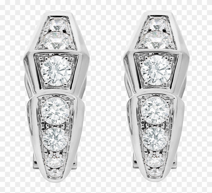 Serpenti Slim Earrings In 18 Kt White Gold, Set With - Bulgari Rose Gold Serpenti Earrings Clipart