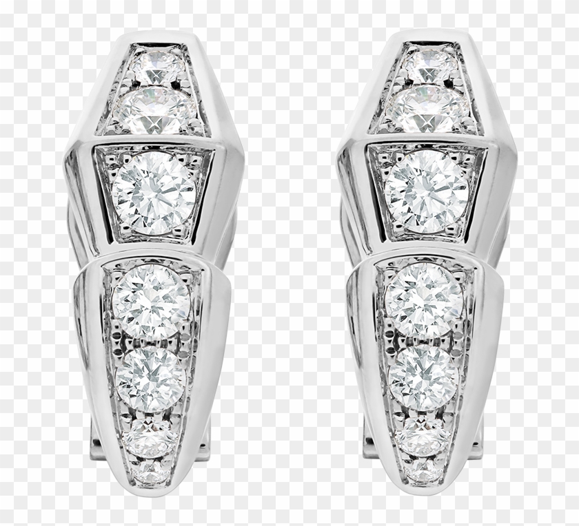 Serpenti Slim Earrings In 18 Kt White Gold, Set With - Bulgari Rose Gold Serpenti Earrings Clipart #5320175