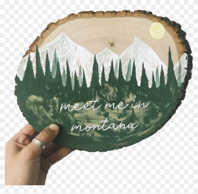 Hand-painted Wood Slice - Christmas Tree Clipart