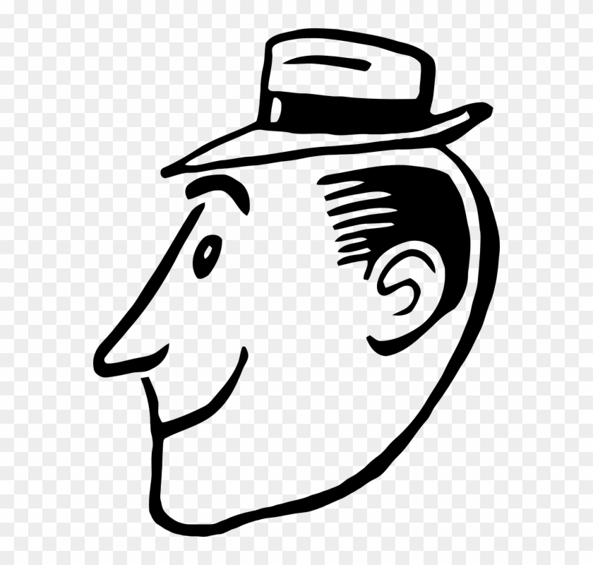 Face Male Man Smile Smiling Happy Eyes Nose - Profile Pic Cartoon Character Simple Clipart #5320664
