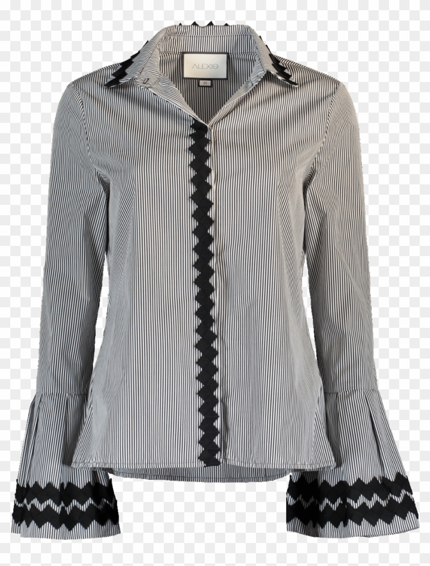 Alexis Toryn Bell Zigzag Trim Top - Blouse Clipart