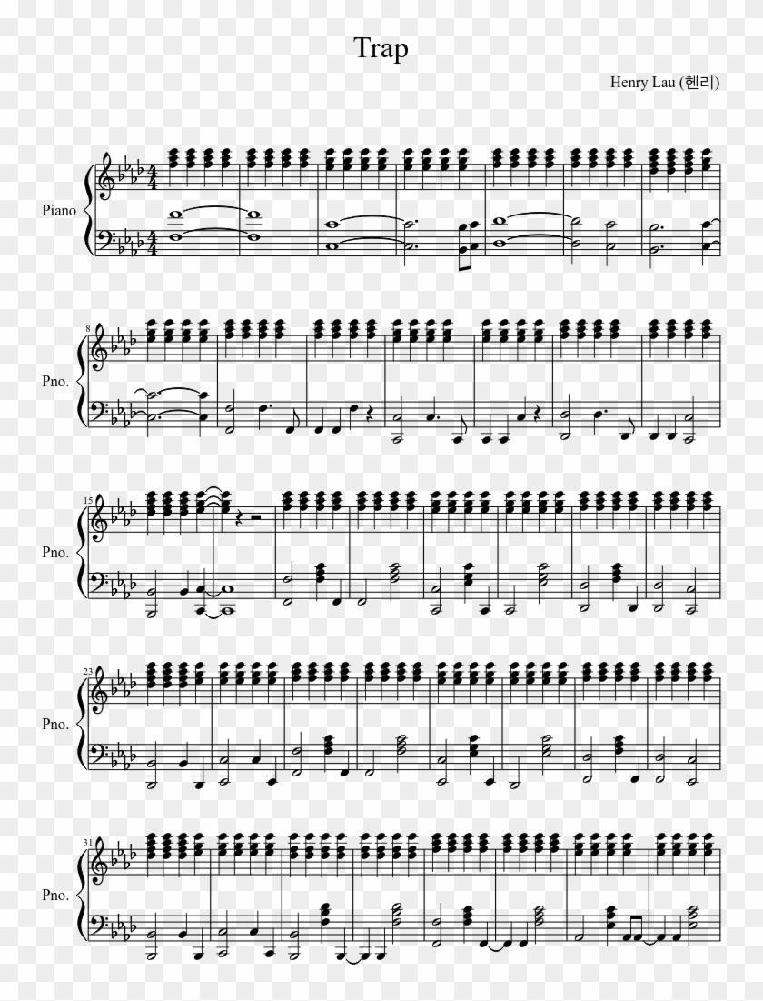 Trap Sheet Music Composed By Henry Lau 1 Of 5 Pages - She's Like A Rainbow Partitura Piano Clipart
