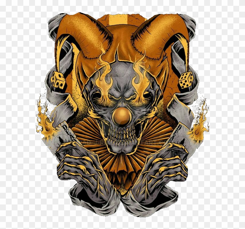 Clown Skull Flames Fire Palhaço Caveira Esqueleto Crâni - Free Fire Caveira Png Clipart