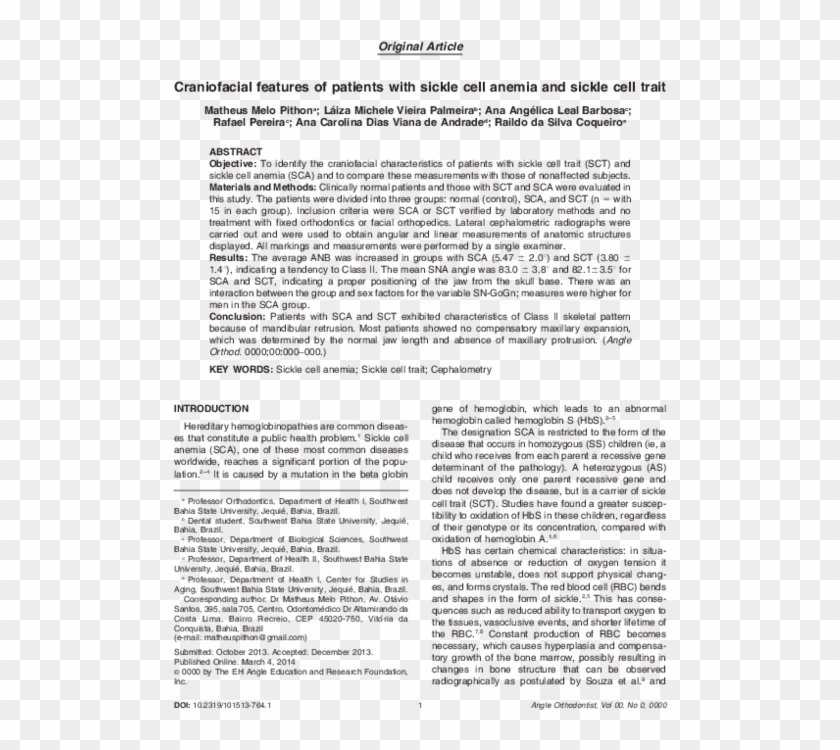 Pdf - Orthodontic Treatment Sickle Anemia Clipart #5322676