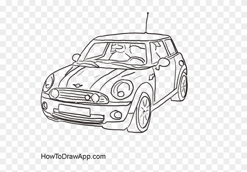 Drawing Of The Mini Cooper Car Coloring Pages - Easy Mini Cooper Drawing Clipart #5324206